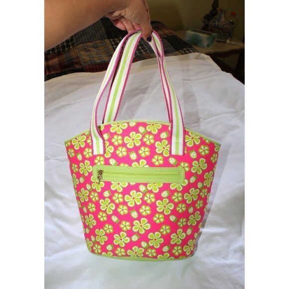 Lilly Pulitzer Dune Buggy Floral print purse Pink and Green Tote Lady Bug - Picture 9 of 9